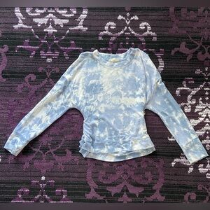 Women’s Blue and White Tie Dye Sweater Top